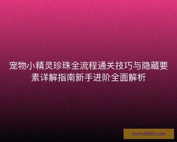 宠物小精灵珍珠全流程通关技巧与隐藏要素详解指南新手进阶全面解析