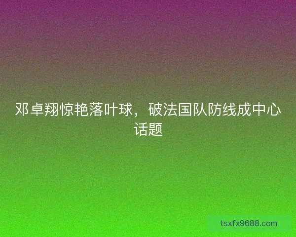 邓卓翔惊艳落叶球，破法国队防线成中心话题